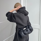 裏起毛ハーフZIPショート丈PK/チャコール