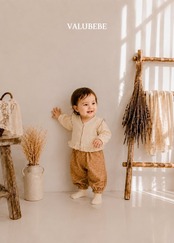 韓国子供服 / 26Autumn / 〖取寄〗valubebe / エンボスパンツ - チェック / ベビー服 / キッズ服 *6M~S*