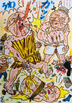 原画・着色ドローイング「本当は強いぞ、お婆ちゃん！」 B6