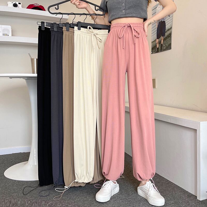 パンツ ルーズギャザースプリングオータムウェスト薄手 ピンク 春物 秋物 試着室15992034305