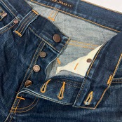 Nudie Jeans ヌーディージーンズ ダメージ ボタンフライ デニム パンツ W30/インディゴ メンズ 革ラベル