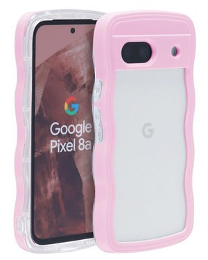 【人気】Google Pixel 8A ケース ウェーブ ピクセル 8a うねうね 人気 韓国 耐衝撃 超軽量 薄型 おしゃれ pixel8a なみなみ パステル 可愛い 透明 オタ活 推し活 (ピンク pixel8a)