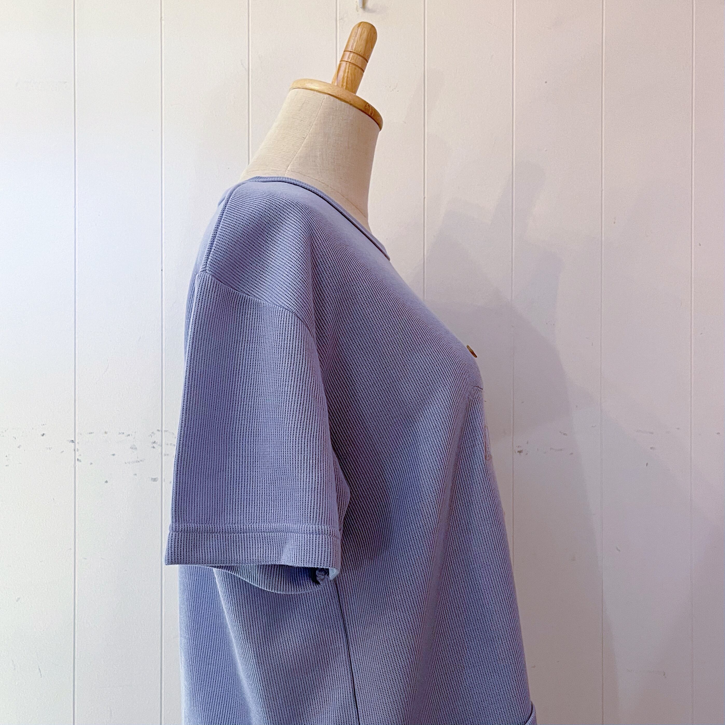 patchwork stitch knit T-shirt