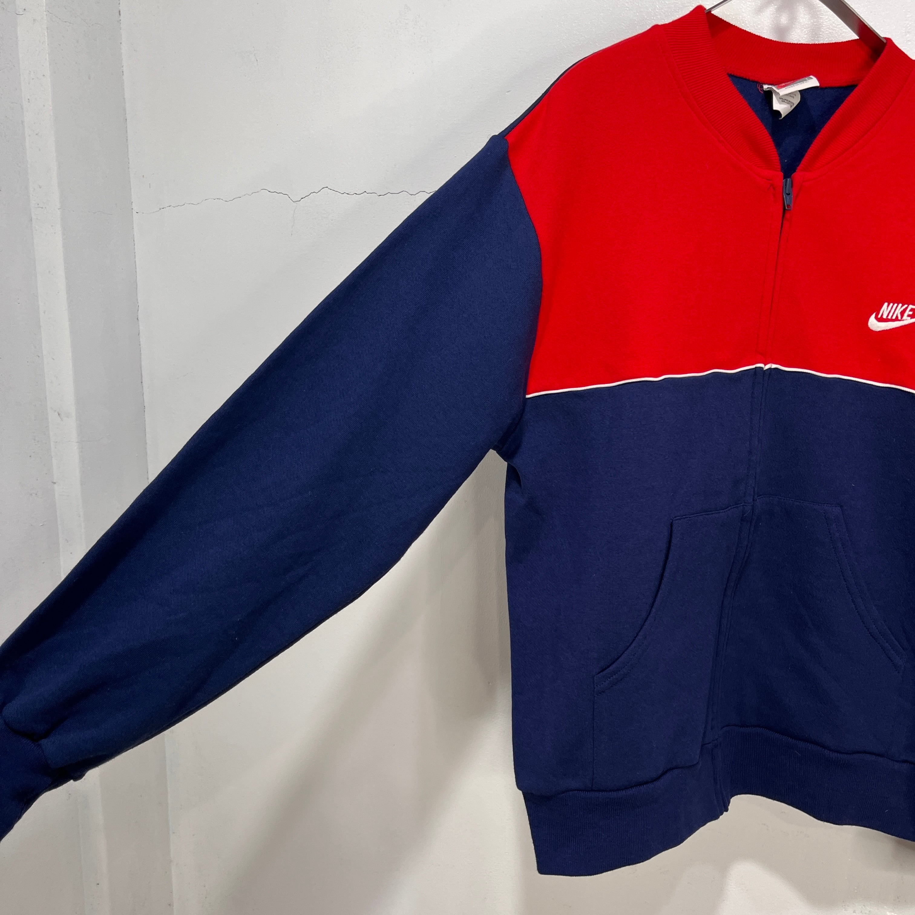 90s USA製 NIKE スウェットトラックジャケット 銀タグ レッド 紺 90s USA製 NIKE スウェットトラックジャケット 銀タグ レッド 紺