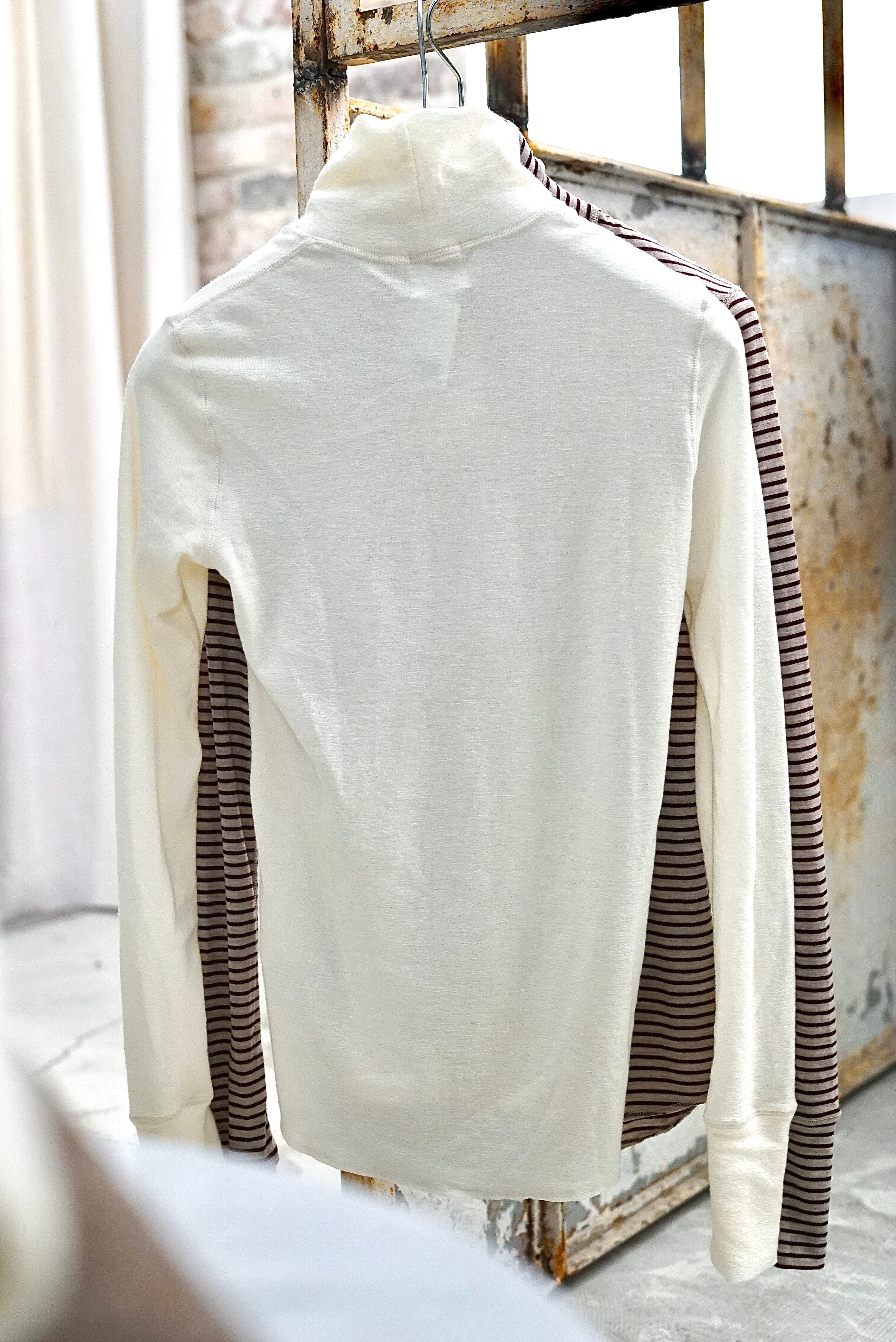 jonnlynx / wool rib high neck tee (white, enji×beige) | JUQUI Online