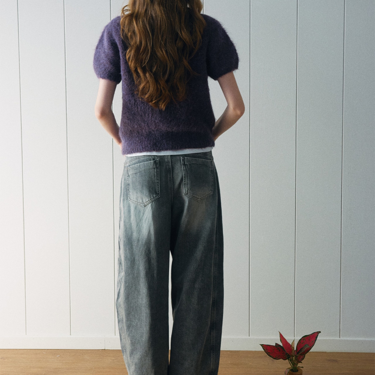 Soft Fluffy Short-Sleeve Knit Top T3689