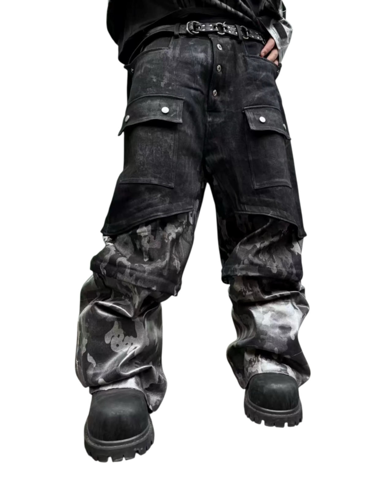 Disark 25SS Dark Camo Structured Wide-Leg 2way Pants