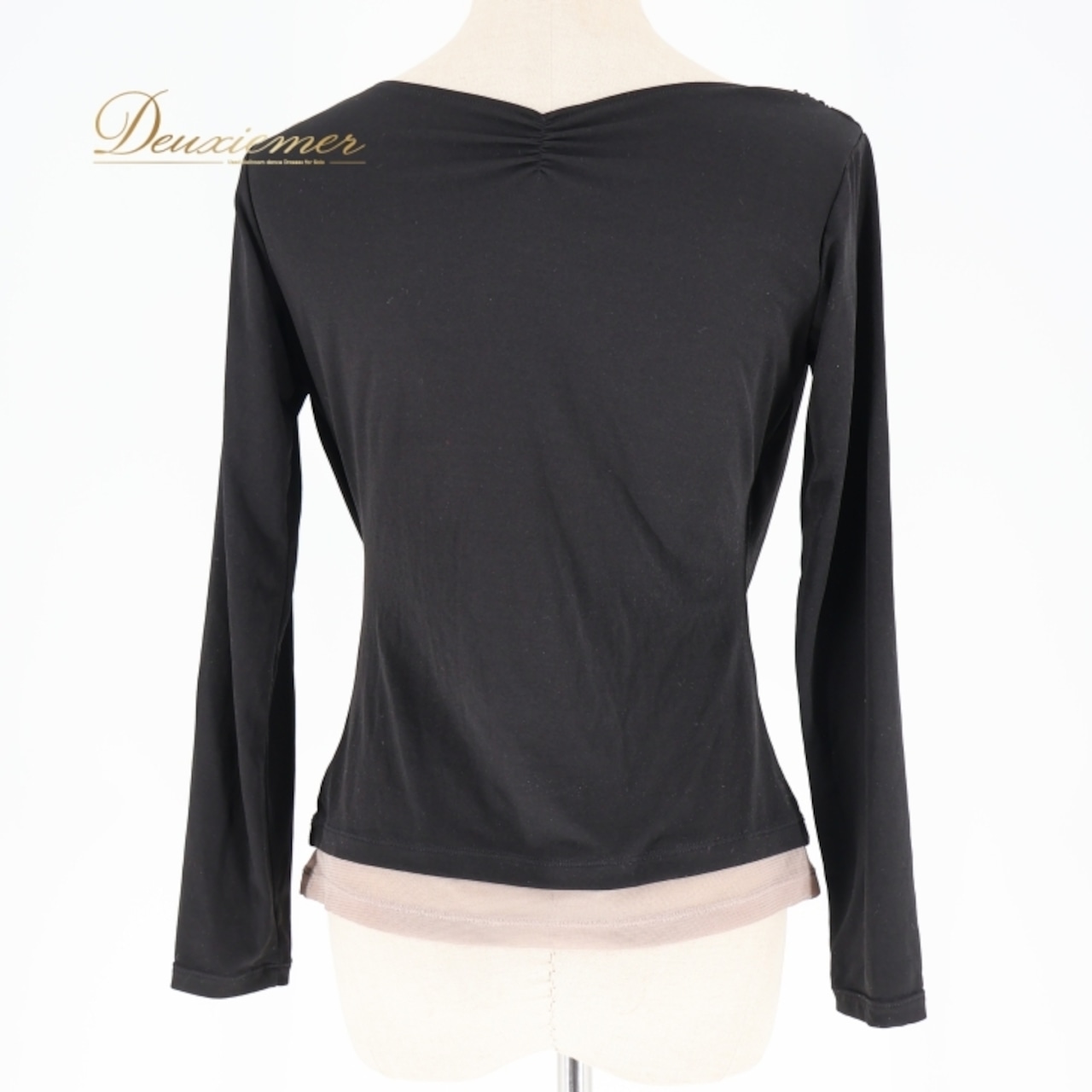 社交ダンス 衣装 トップス ブラウス ブラック系 チャコット Chacott 黒 茶 無地 シンプル 練習 レッスン 長袖 上品 パーティー イベント ステージ 柔らかい生地 伸縮 ストレッチ メッシュ生地 ダンス衣装