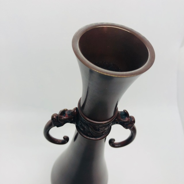 唐銅 古銅写下蕪獣耳 花入 | 花器茶道具専門店 いたくら