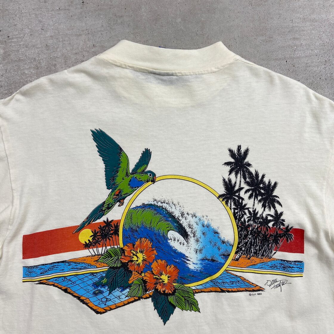 80年代 Op オーシャンパシフィック ロゴプリントTシャツ メンズL 古着 