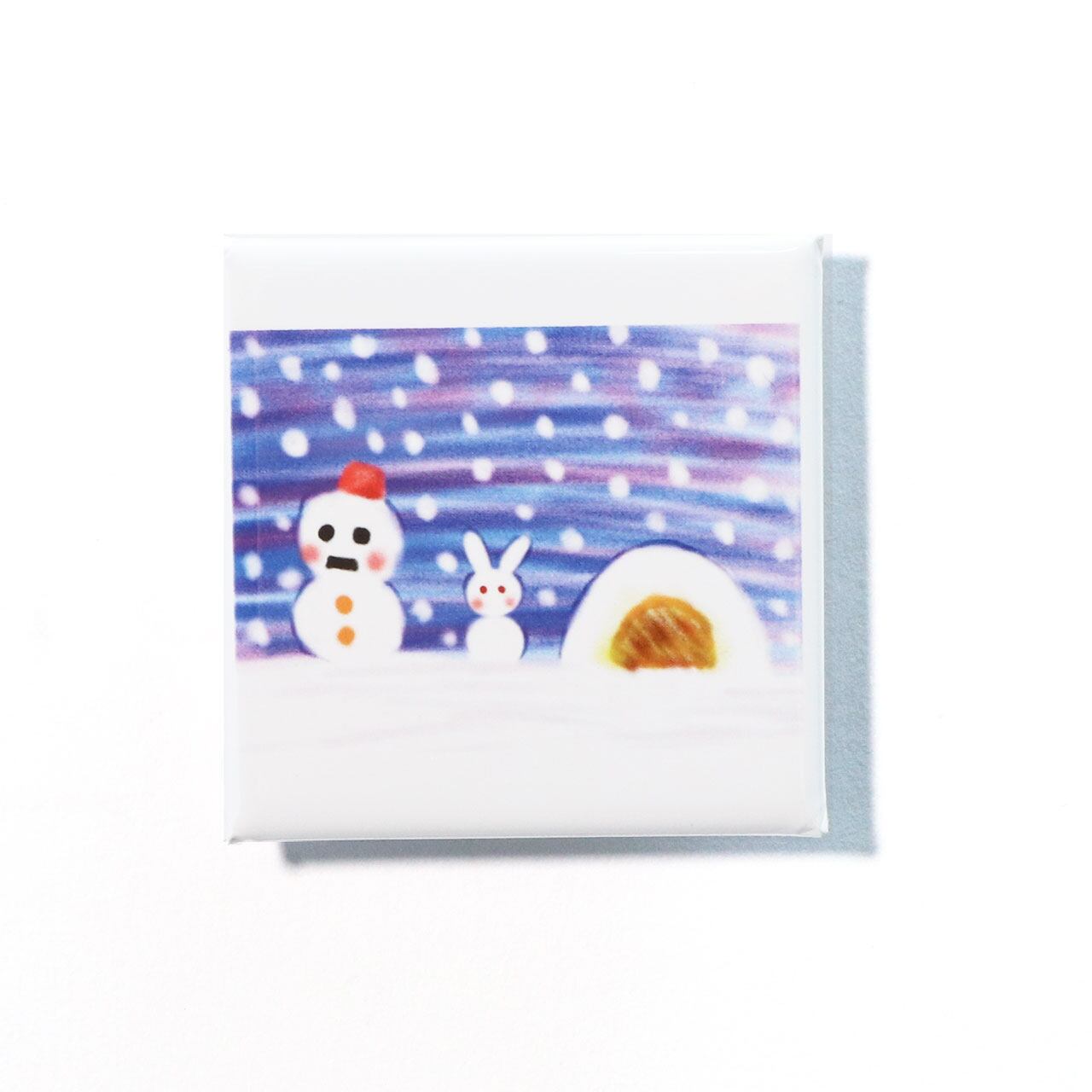0142.四角形缶バッジ【雪の風景 冬の風景】 | アール・ブリュット