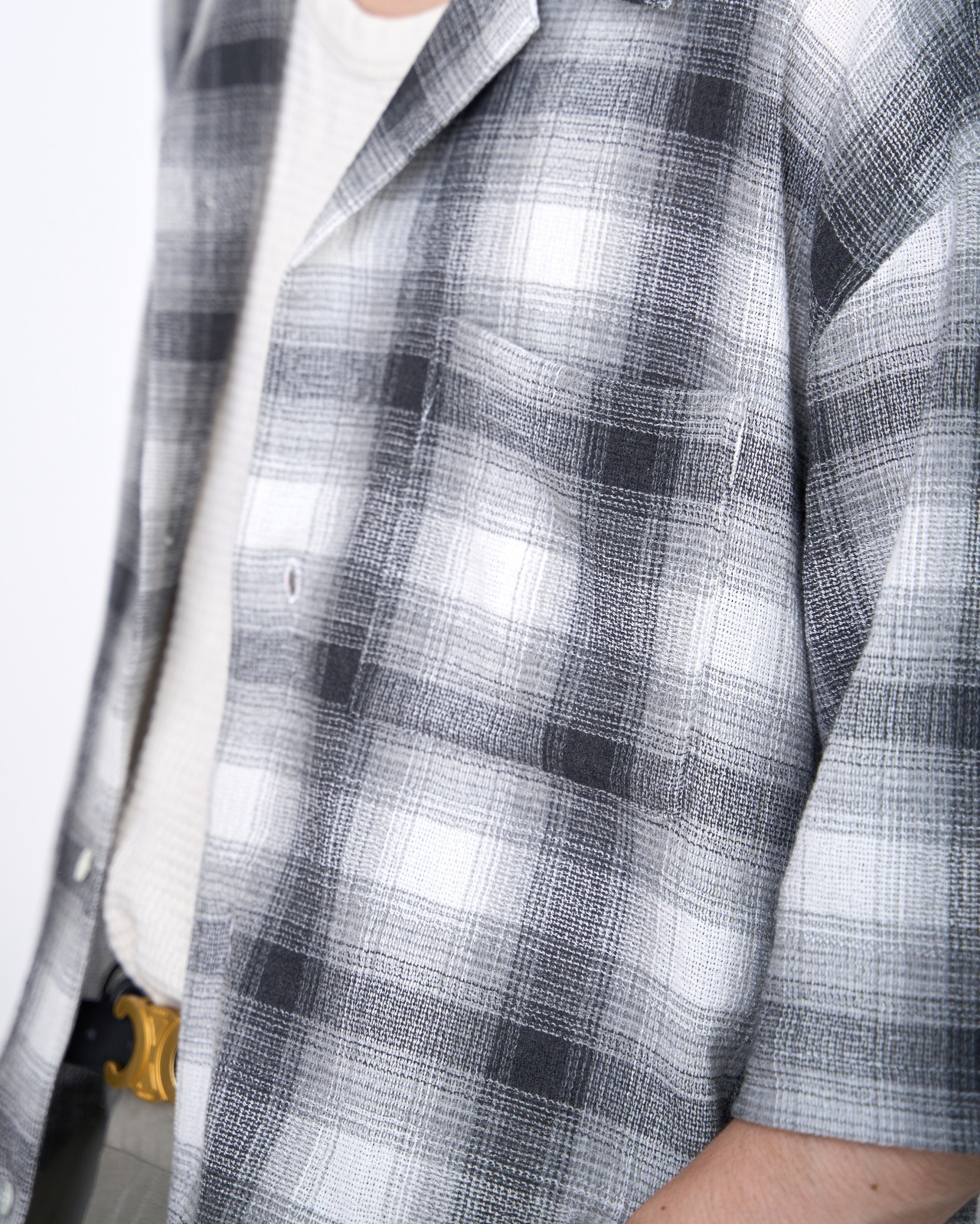 ROTOL "Dry Ombre Open Collar Shirt 〔WHITE〕"