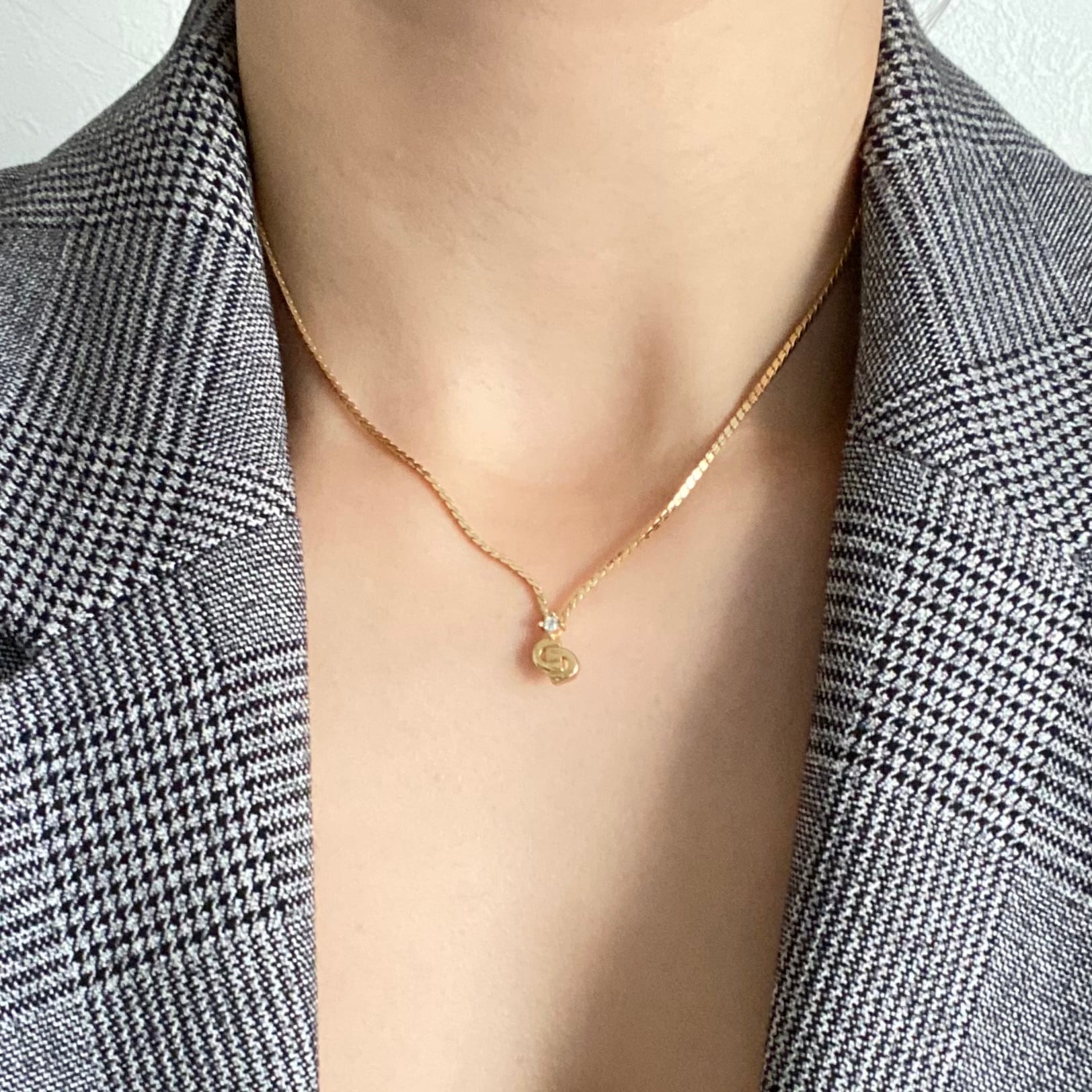 N5532】Christian Dior one stone mini logo necklace/クリスチャン