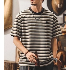 ボーダー柄クルーネックTシャツ 10117