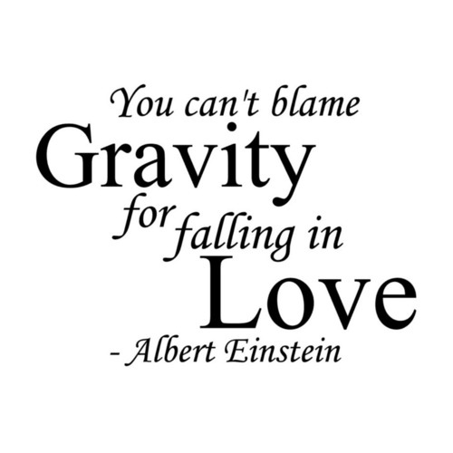 ウォールステッカー アインシュタイン 名言 You can't blame gravity for falling in love 黒 光沢