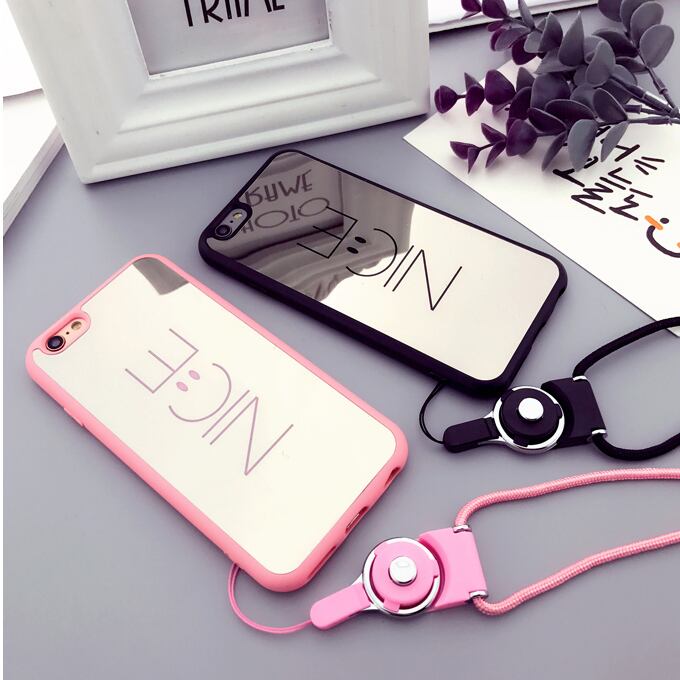 iPhone 8Plus/ 7Plus ミラー スマイルケース ピンク ニコちゃん 