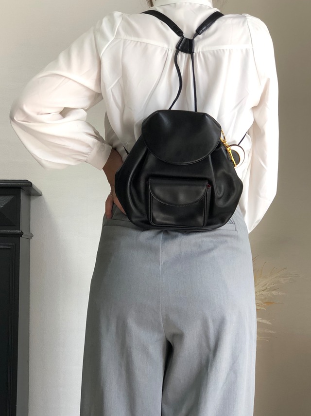 Christian Dior クリスチャン ディオール バックパック ブラック ロゴ チャーム レザー リュック vintage ヴィンテージ オールド i7gek7