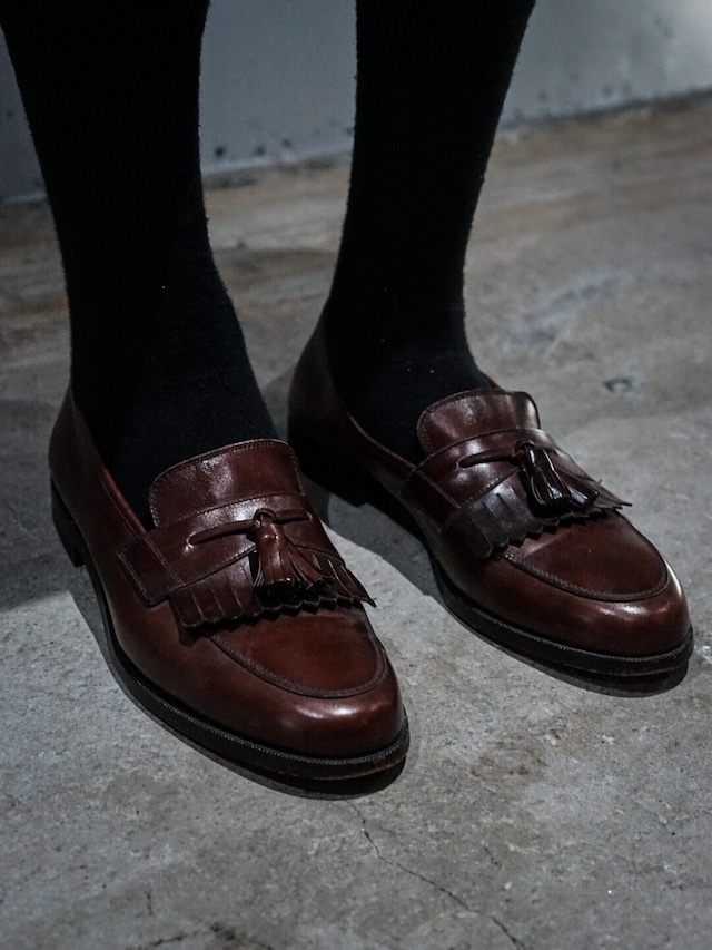 【add (C) vintage】"Salvatore Ferragamo" Brown Leather U Tip Tassel Loafer