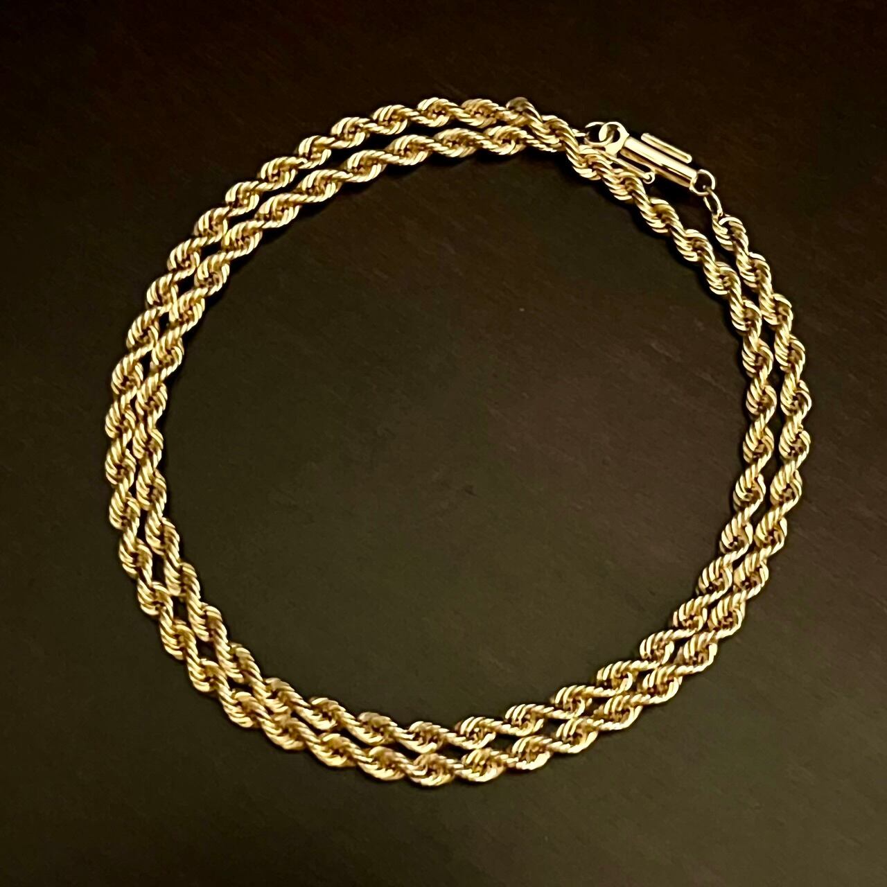 VINTAGE TIFFANY & CO. 14K Gold Twist Rope Narrow Necklace / W
