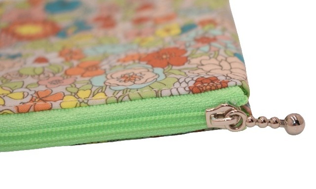 Fiore 制菌 抗菌 防臭 マスクケース ポーチ 花柄 (グリーン) 携帯用 工房 手作り 日本製 エコパッケージ MX-0016-169