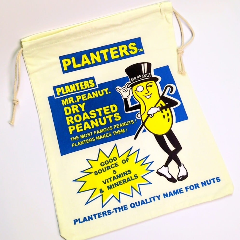 再入荷!【 Mr. Peanut ( ミスターピーナッツ ) 】 巾着袋L / コットン巾着〚アメリカン雑貨 アメトイ〛