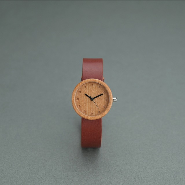 Cherry wood - Organic leather Red - S