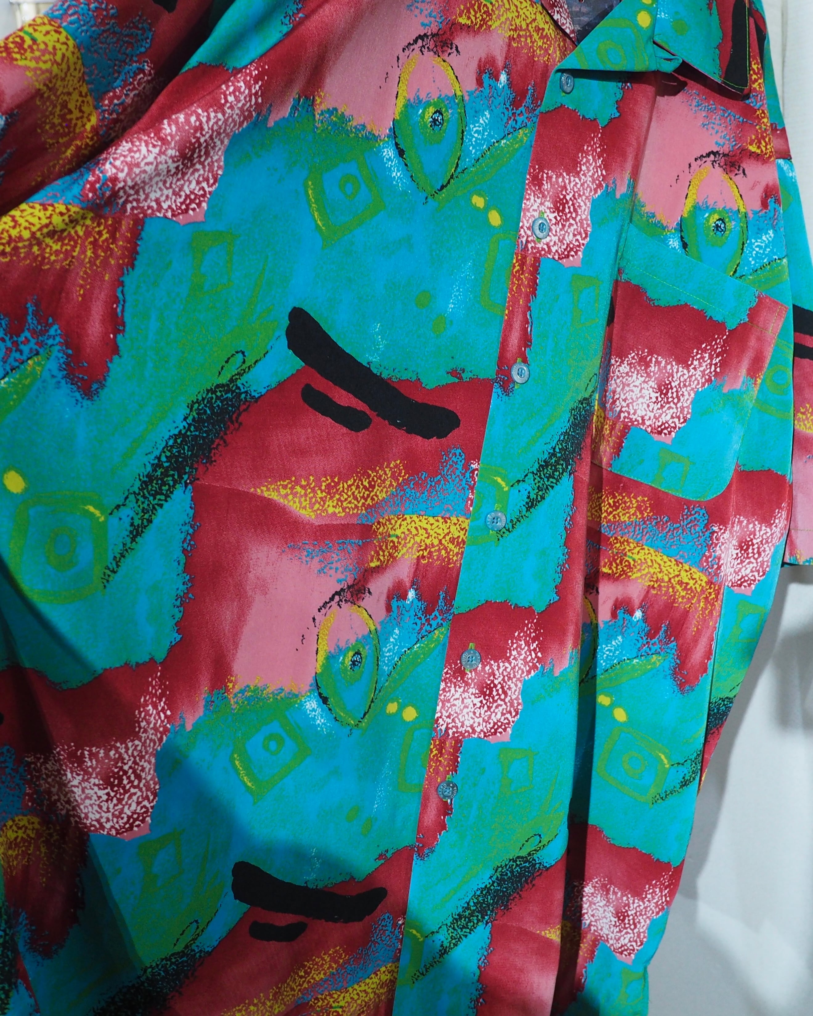 1990s ” 混沌 ” Beautiful Chaos painting Art vintage Over silhouette SS shirt