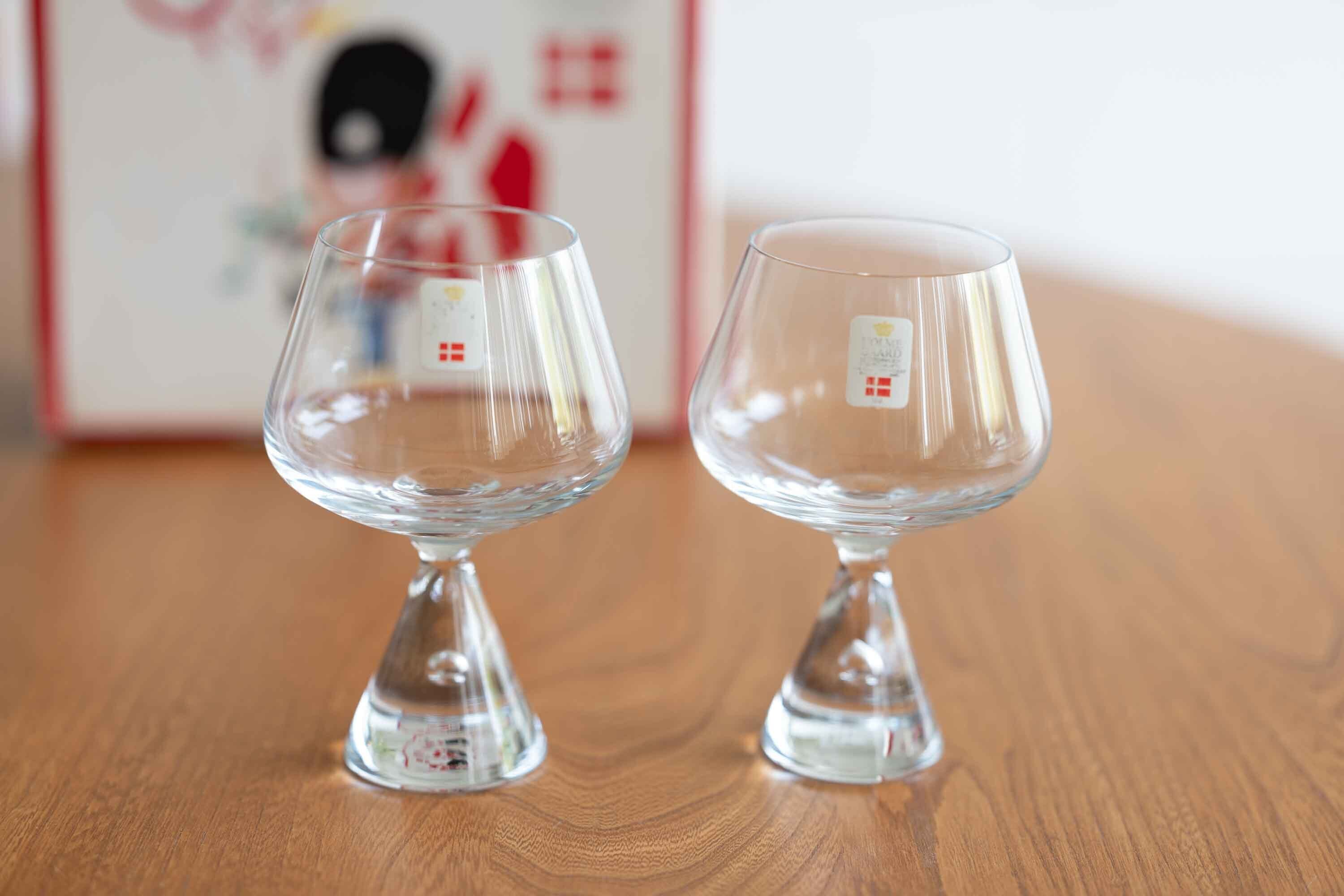 ホルムガード(Holmegaard )ブランディーグラス 2個セット箱入り ビンテージ品 雫があるタイプ