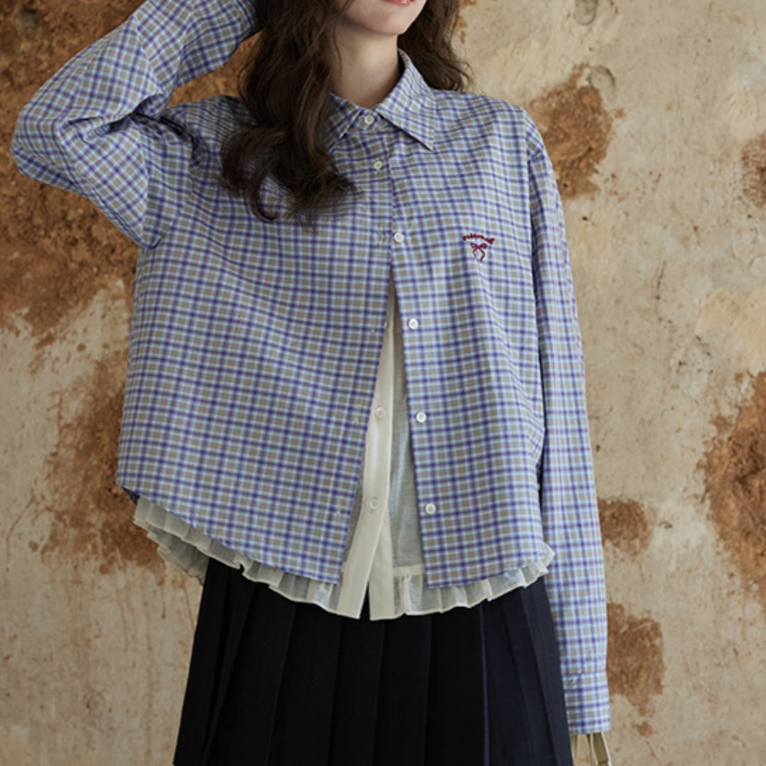 chic tops plaid long sleeved shirt