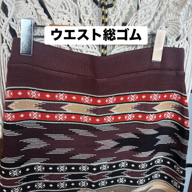 ニットオルテガ柄カラフルスカート2