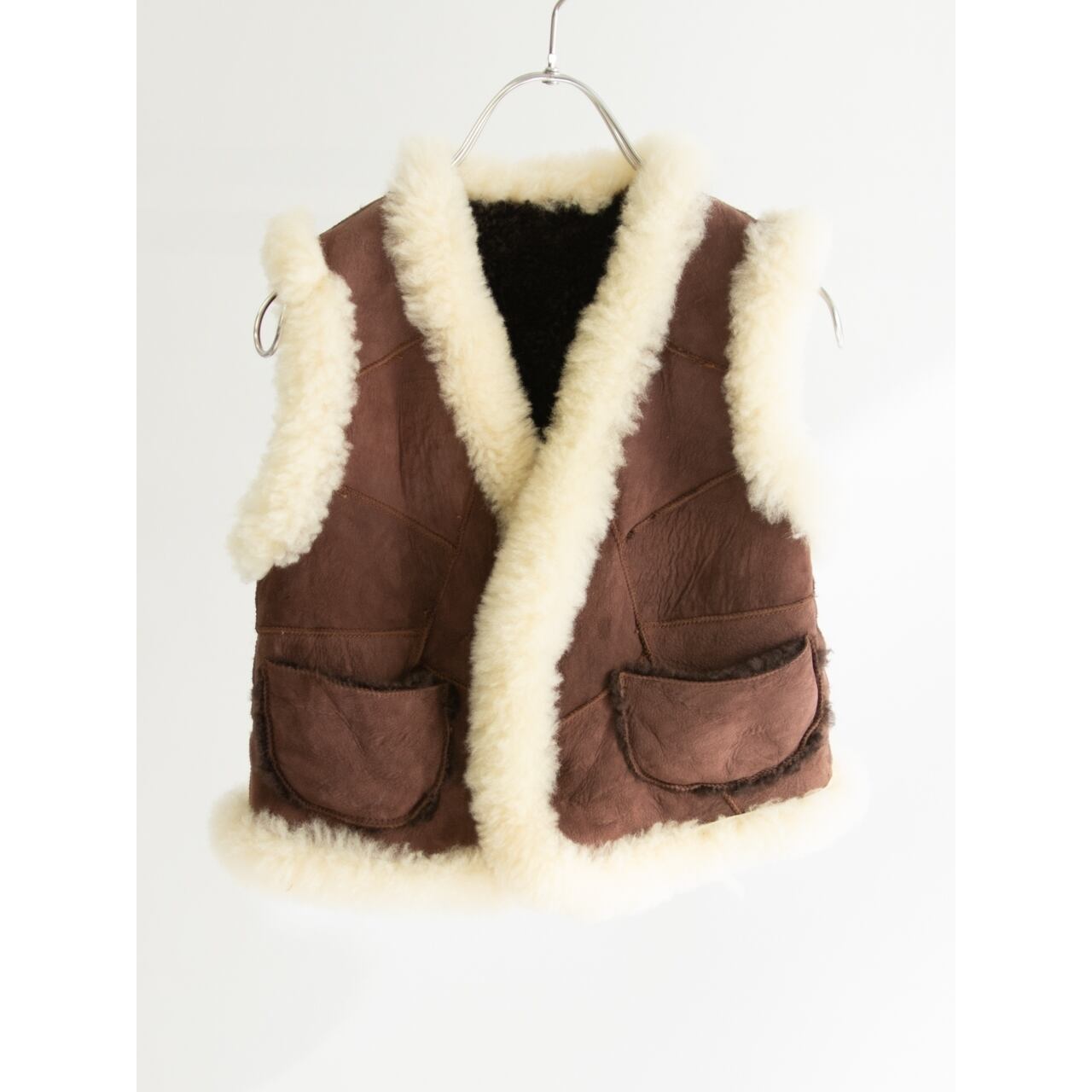 【Kids】Mouton Shearling Vest(キッズ パッチワークムートンベスト)