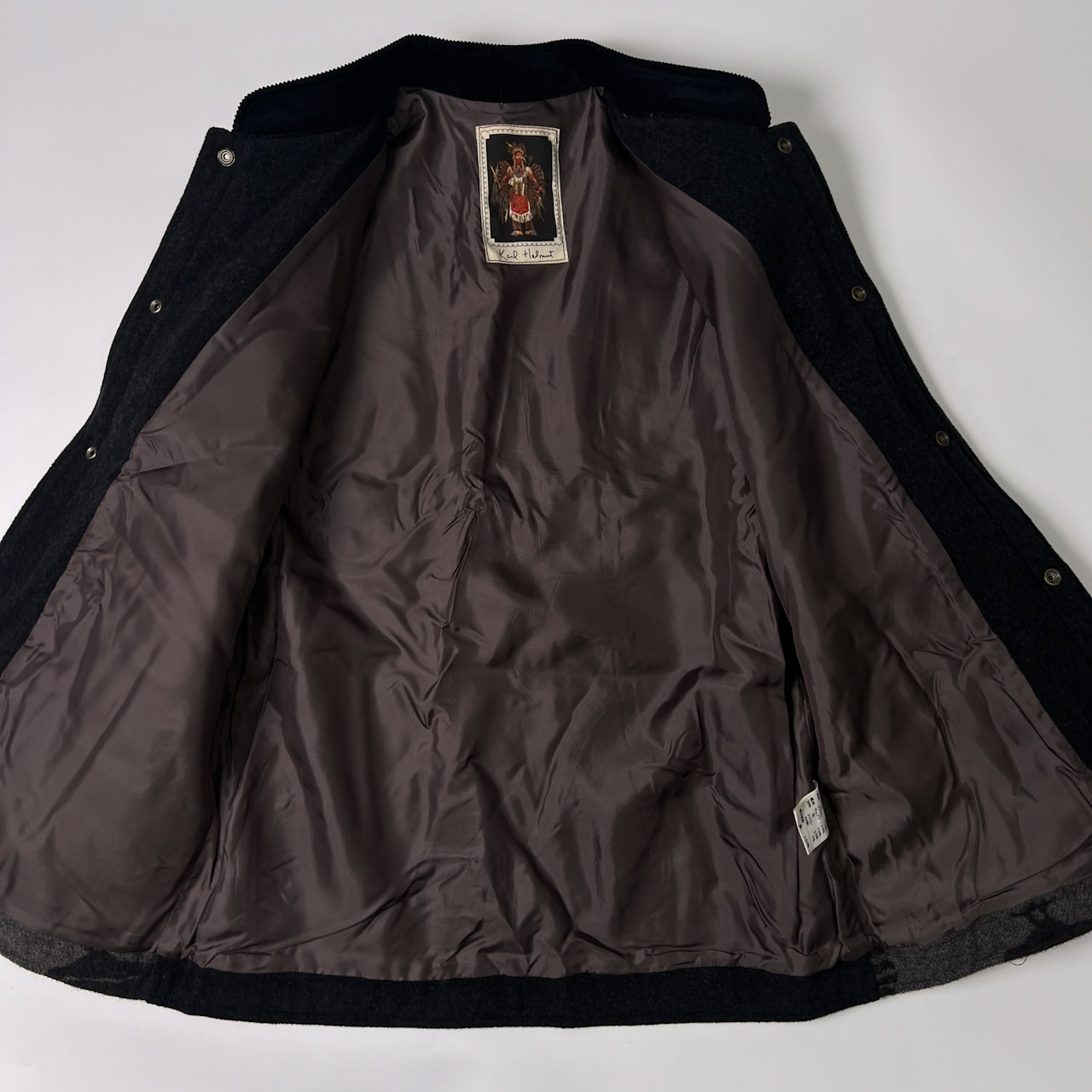 Karl Helmut カールヘルム ネイティブ柄 バンドカラー ジャケャケット M/ダークグレー/コーデュロイ