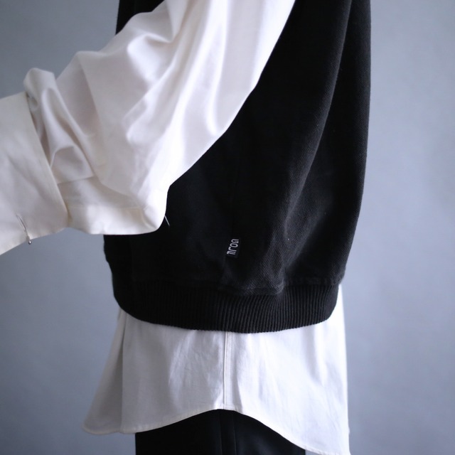 "Columbia" rib line design loose sweat vest