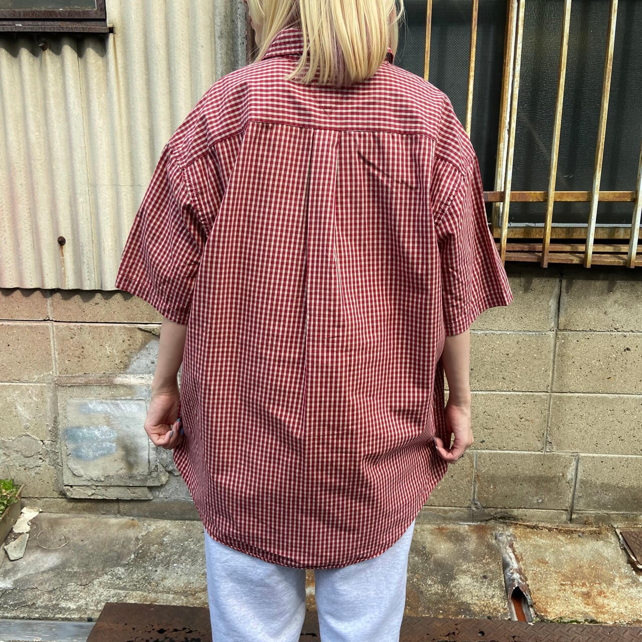 90年代 TOMMY HILFIGER トミーヒルフィガー チェック柄 コットン 半袖