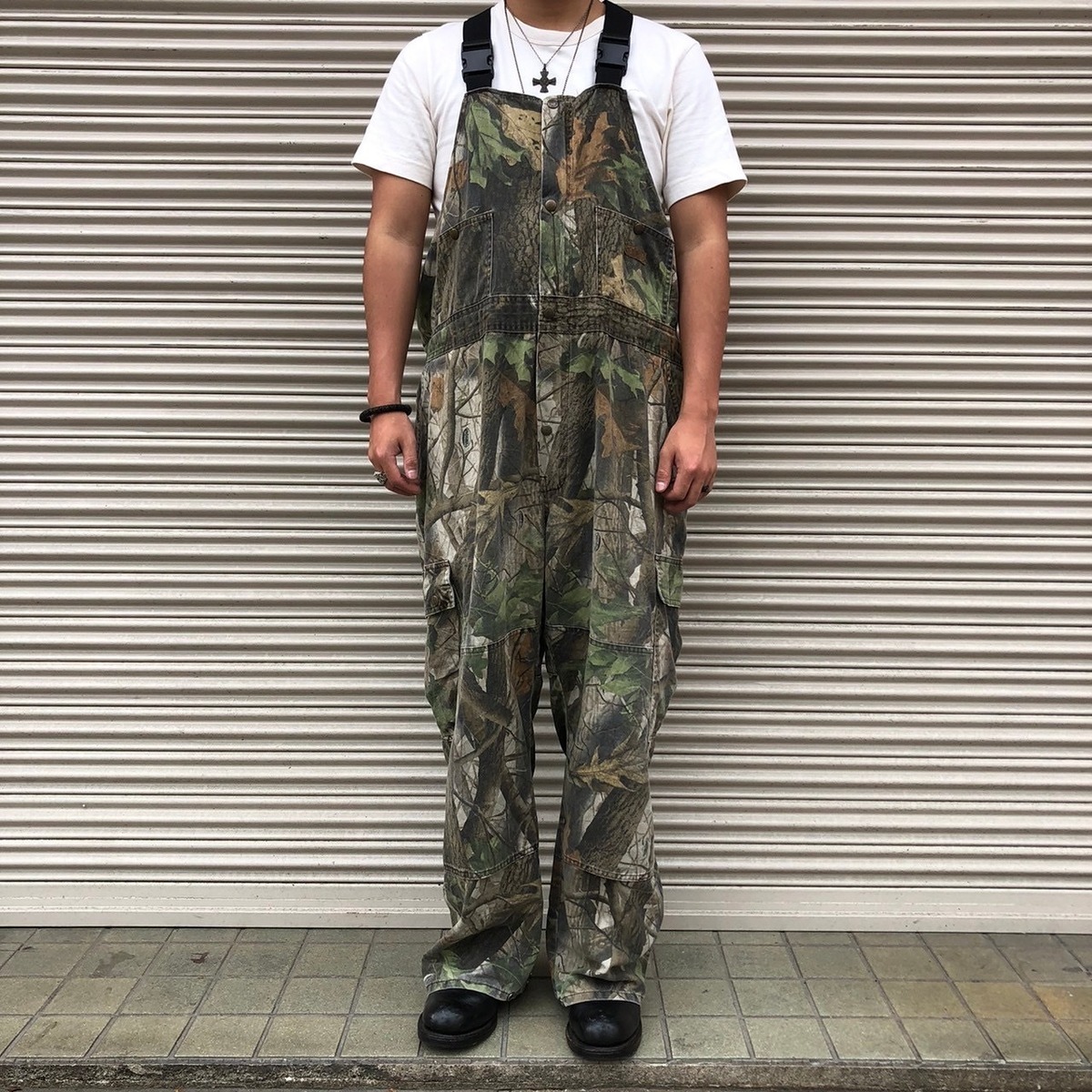 貴重 良品 USA製 釣り上がる 80s ツリーカモ 迷彩 オーバーオール  