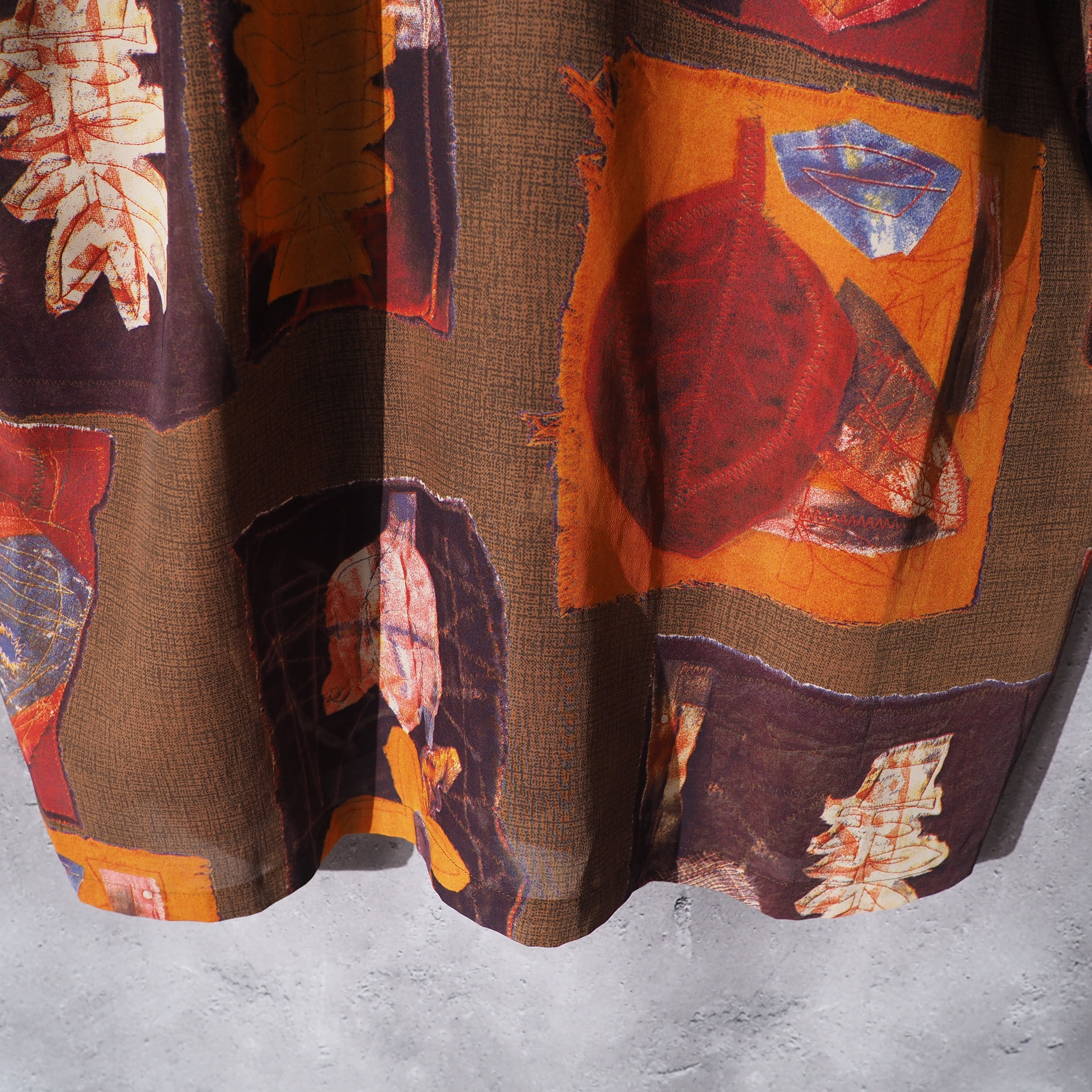 1990s ” Bazzanti ” retro modern art printed vintage open callar shirt