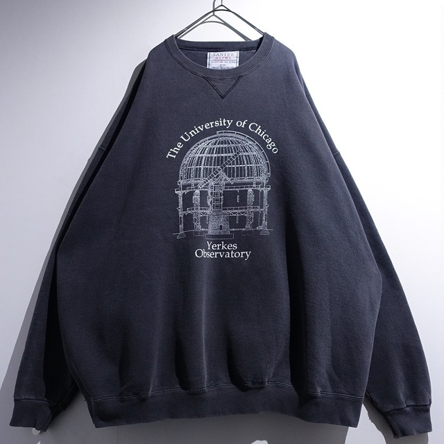 90s "SANTEE" Fade Black University of Chicago Print Sweat