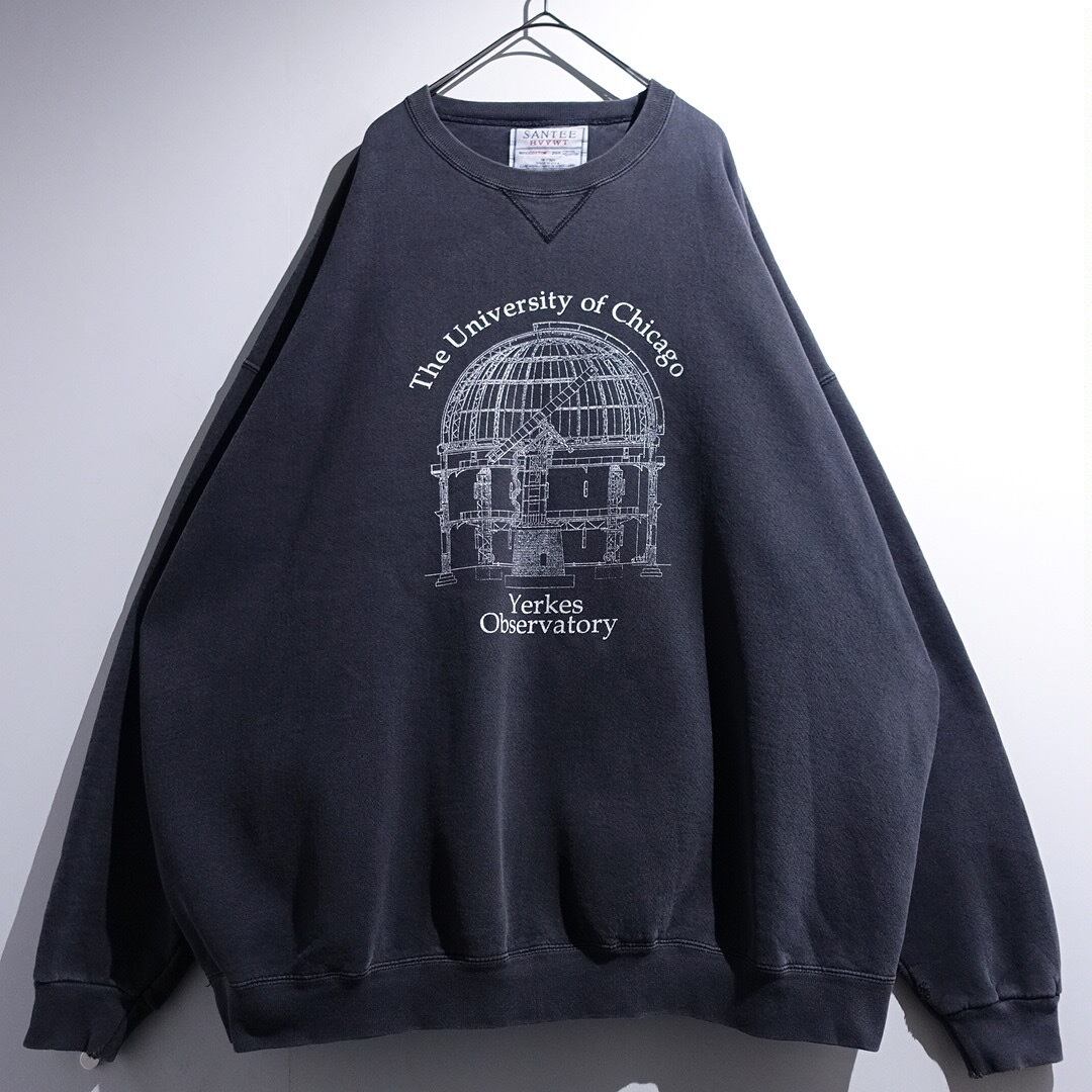 90s "SANTEE" Fade Black University of Chicago Print Sweat