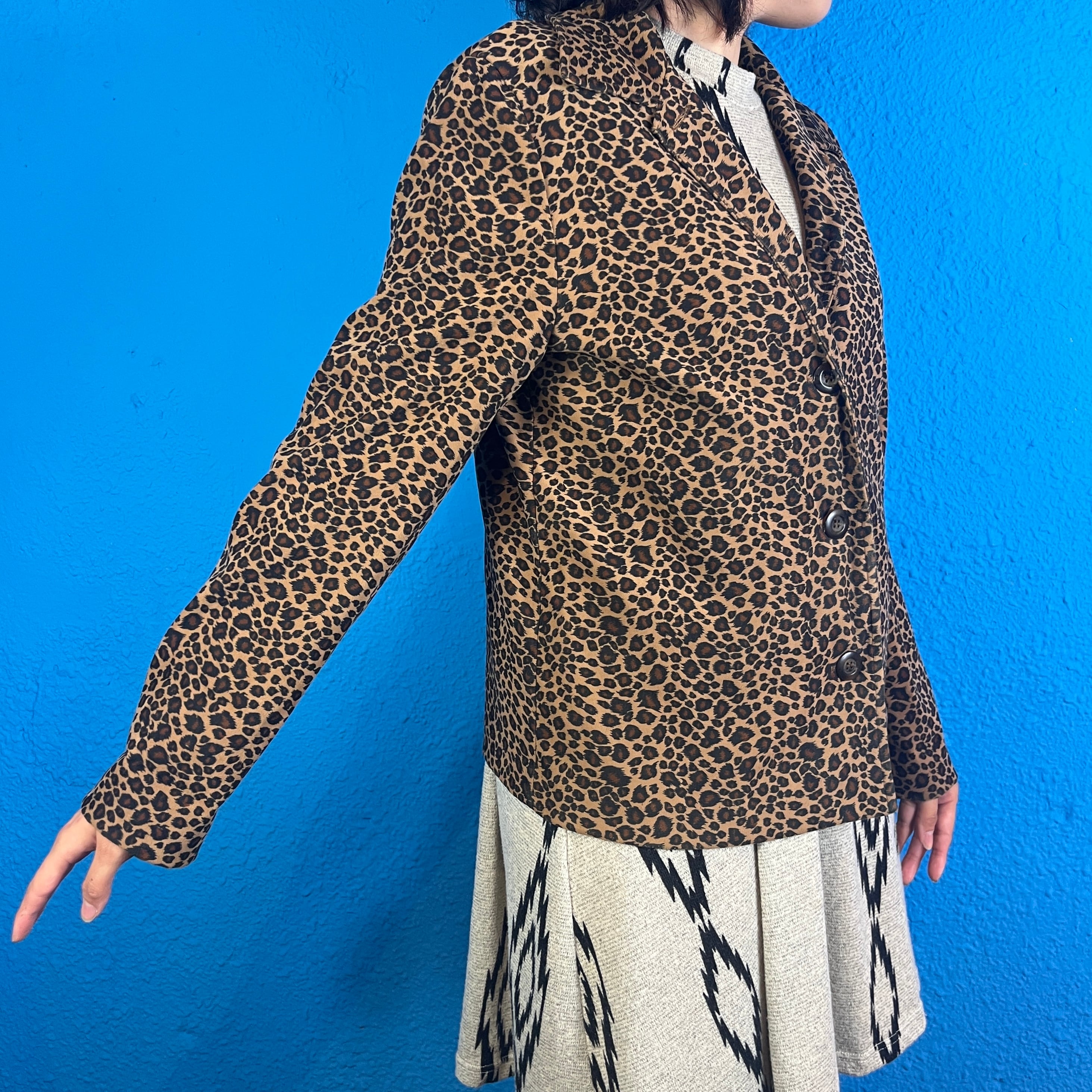 【Lady's】 90s Leopard Print Jacket / Made In USA レオパード ヒョウ柄 テーラード ジャケット  Vintage ヴィンテージ