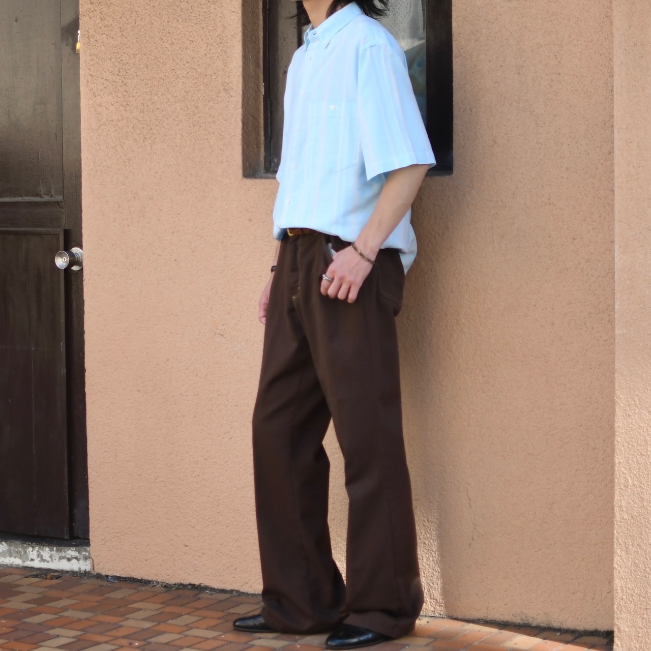 70's brown boots cut denim pants