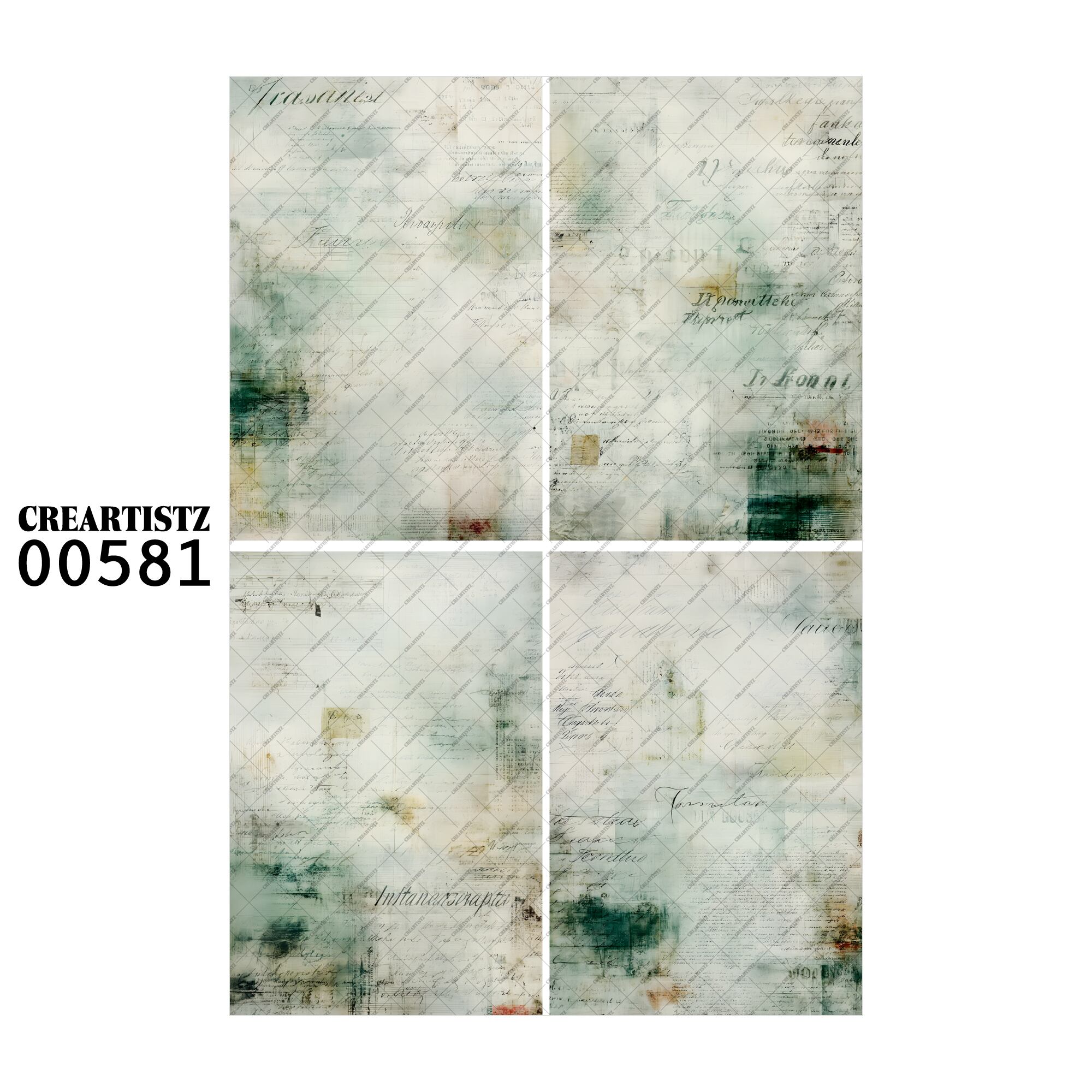 00581 背景 コラージュ素材 オリジナル 12枚セット (4種類×3枚) ペーパー/ステッカー CREARTISTZ