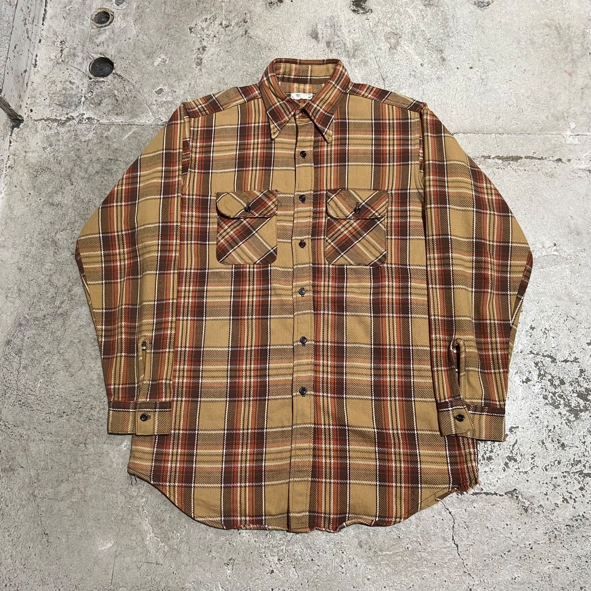 60s〜ヘビーフランネルシャツ size16 吸い取り