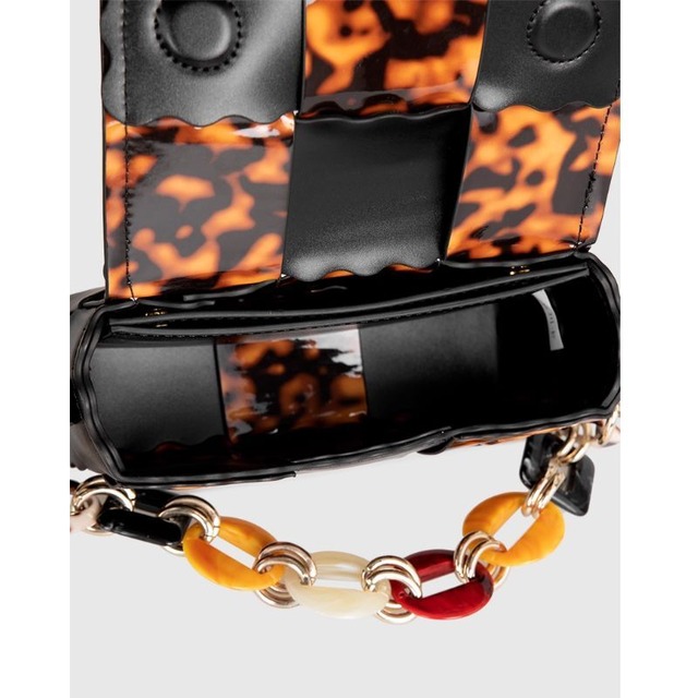 Tortoiseshell pattern small square handbag C1361