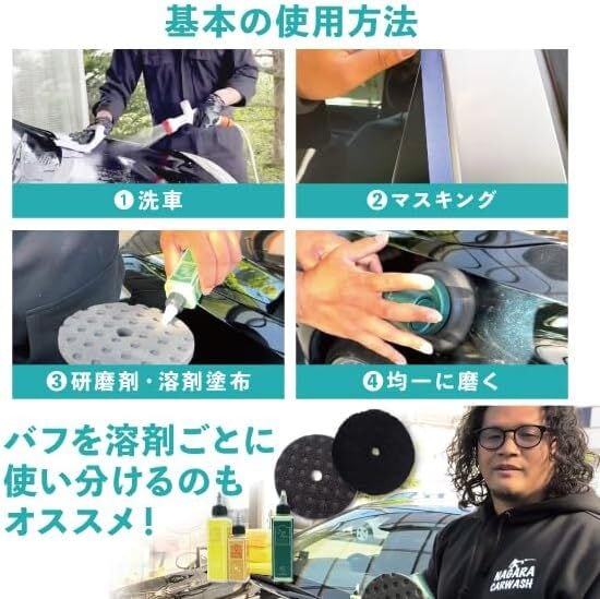 ながら洗車】ポリッシャーバフ 単品 2枚 研磨 (ブラックバフ) | ながら