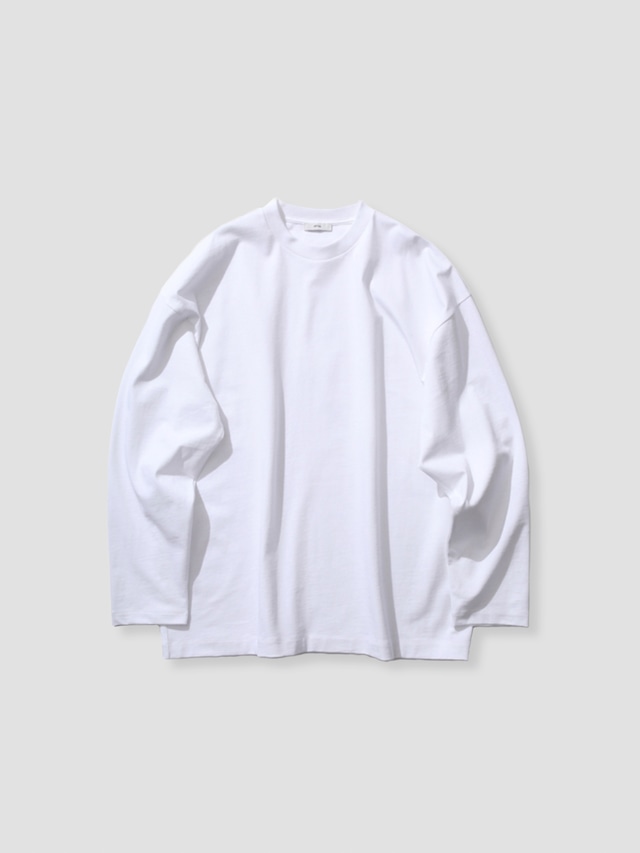 ATON　SUPIMA AIR 12/- OVERSIZED LONGSLEEVE T-SHIRT　WHITE　KKAGSM0031