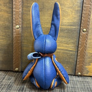 【ジビエレザー鹿革】ベルラビ★マイスターの手作り「ベルズラビット」ブルー＆キャメル　写真の1点販売です