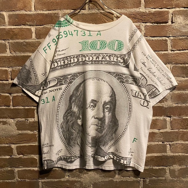 【Caka act3】$100 Bill Print Design Loose T-Shirt