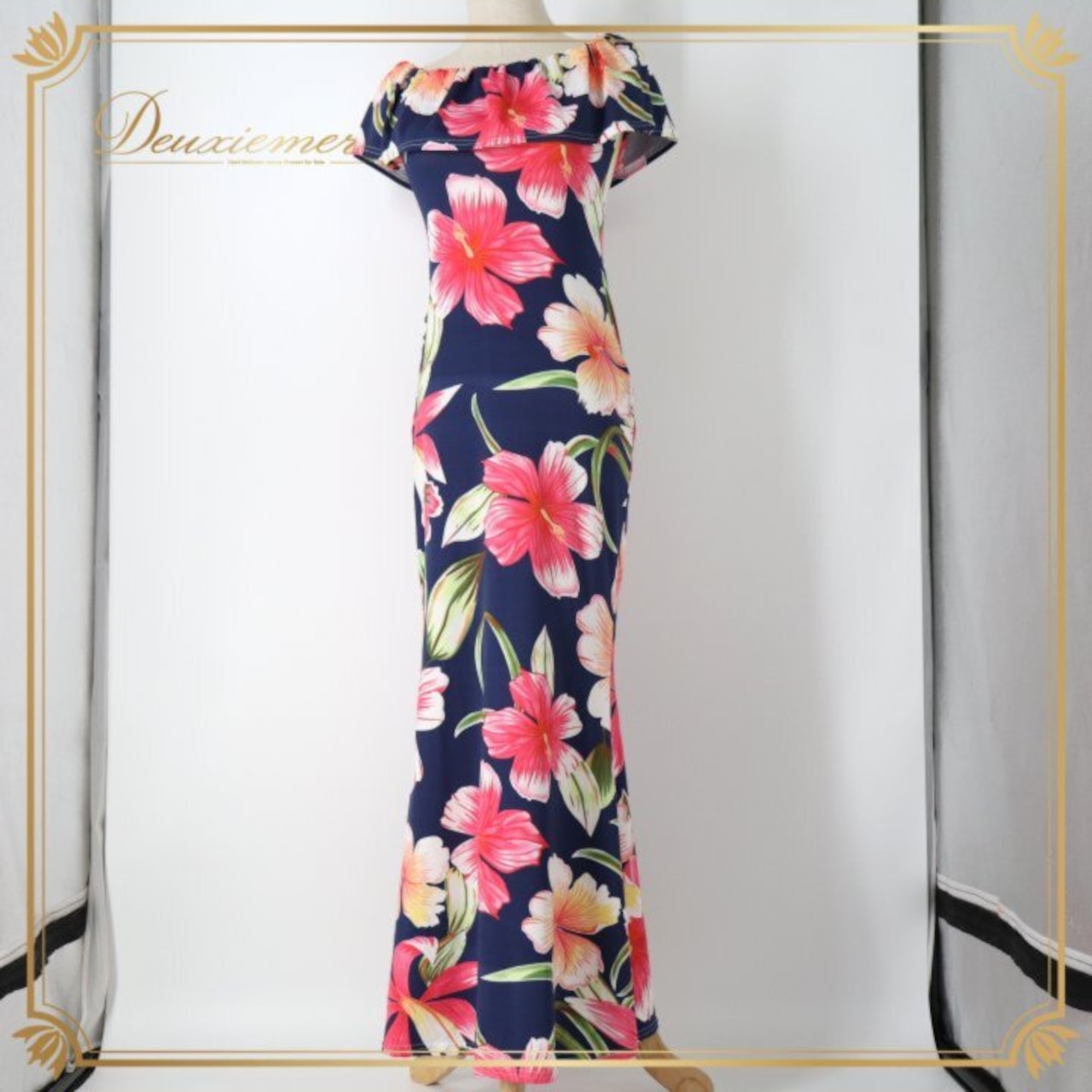 フラダンス 衣装 ワンピース ドレス ネイビー系 ハイビスカス柄 ハワイアンプリント アロハ フラ ダンス レッスン 練習 紺 ダンス衣装 ハワイアンダンス レディース ホワイト系 レッド系 ピンク系 グリーン系 イエロー系 華やか 大人っぽい 上品 着回し ハワイアン ワンピース 柄ワンピース フレア ロング丈 半袖 ウエストシェイプ タイトめ スリム 着痩せ 春 夏 秋 コットン混 綿混 オシャレ 大人カジュアル エレガント 発表会 衣裳 舞台衣装 レッスン着 普段使い 通学 旅行 南国 コーデ