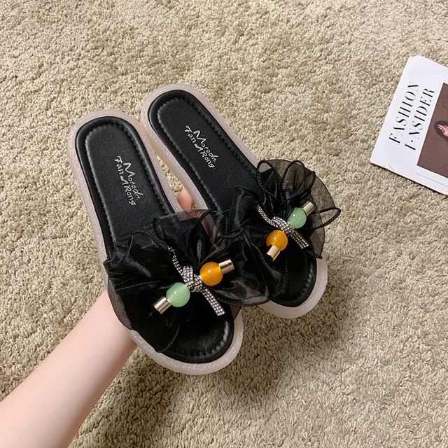 フラットサンダルとスリッパレディースアウター2020新しい夏のファッションラインストーンシンプルで用途の広いノンスリップソフトボトムフリップフロップサンダル 部族の婦人靴70701520851