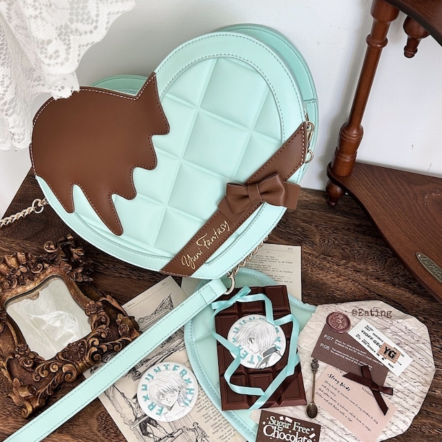 甘く溶けるチョコミントの幻想 ハート型ゴスロリショルダーバッグ｜クラシカルロリータのための夢かわアクセ
